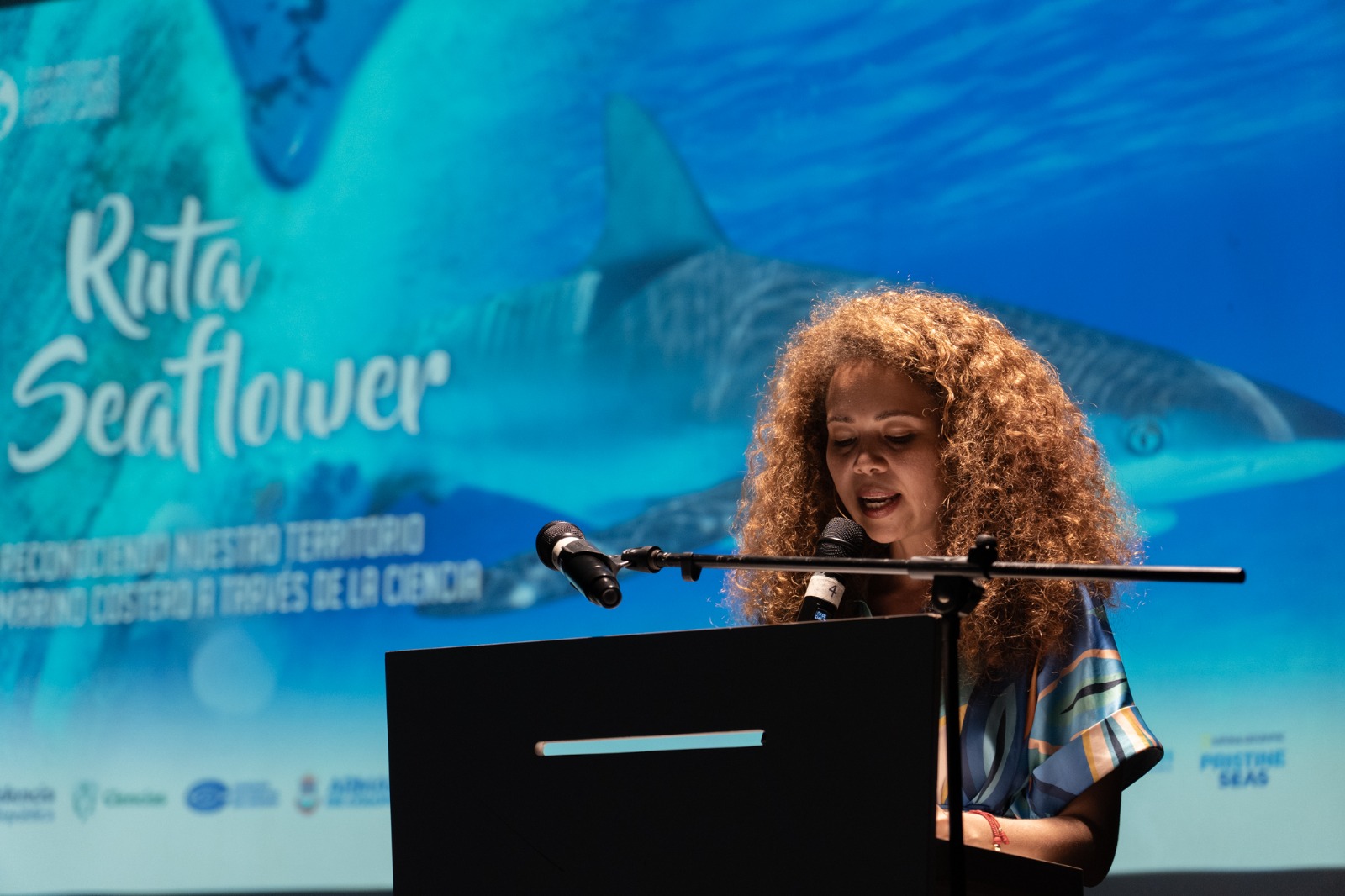 Ministra Yesenia Olaya Requene en presentación de los resultados de las expediciones científicas marinas Seaflower. Ministra Yesenia Olaya Requene en presentación de los resultados de las expediciones científicas marinas Seaflower.